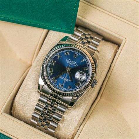 rolex lady datejust white dial blue roman marker|Rolex Datejust blue face 41mm.